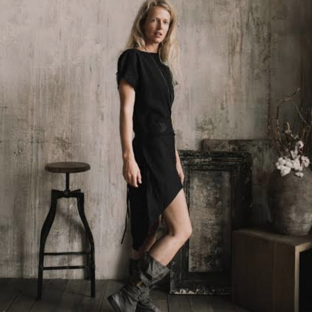 Chintamani Alchemistry Atua Tino Asymmetric Black Boho Mini Dress